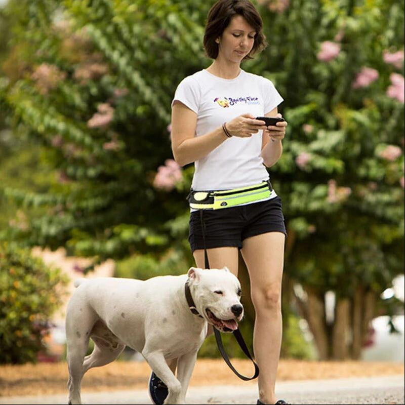 Hands-Free Dog Leash Belt – Shock-Absorbing Running Lead with Phone Pocket