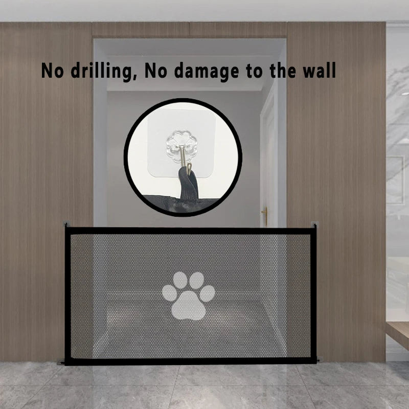 Mesh Dog Safety Gate – Indoor Pet Barrier with Hooks