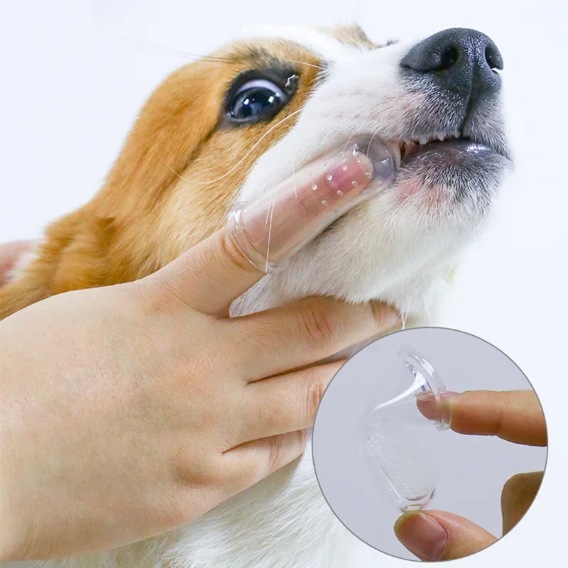 Pet Finger Toothbrush – Soft Silicone Teeth Cleaning Brush for Dogs & Cats