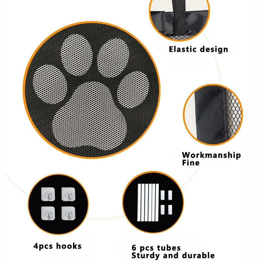 Mesh Dog Safety Gate – Indoor Pet Barrier with Hooks