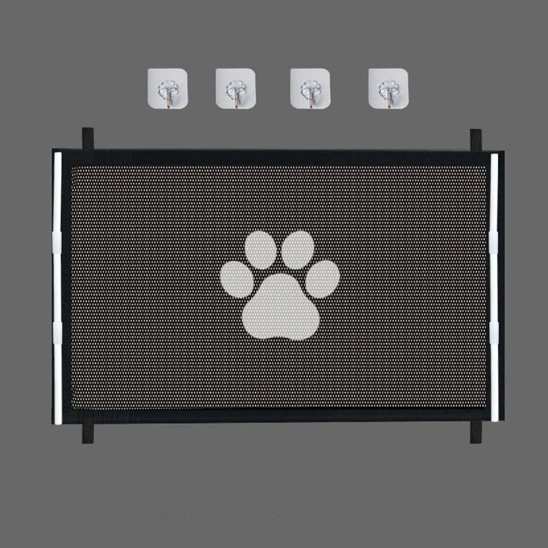 Mesh Dog Safety Gate – Indoor Pet Barrier with Hooks