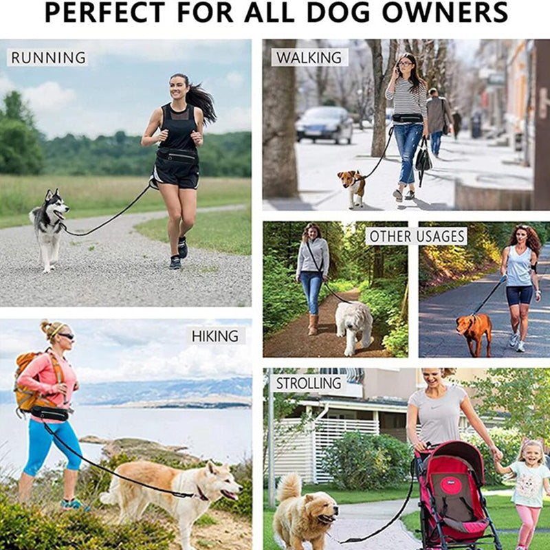 Hands-Free Dog Leash Belt – Shock-Absorbing Running Lead with Phone Pocket